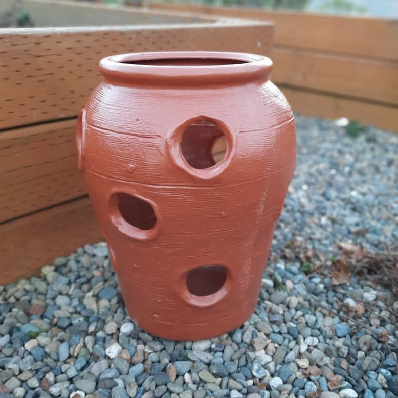 14 inch Aztec Strawberry planter jar, union made in the USA