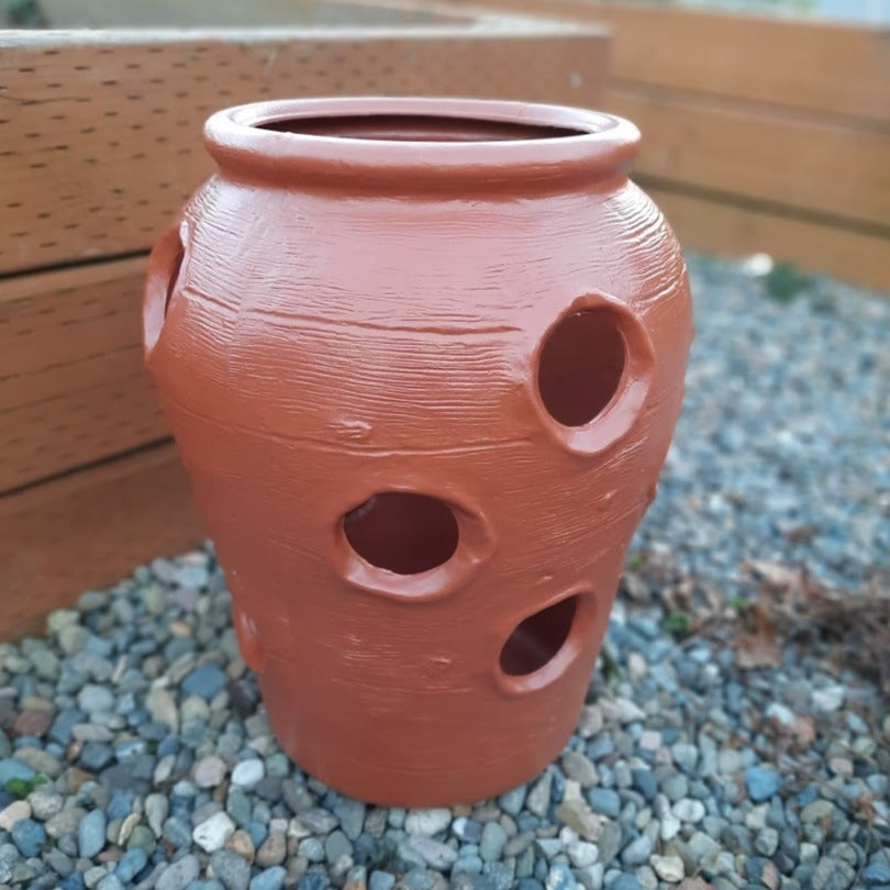 14 inch Aztec Strawberry planter jar, union made in the USA