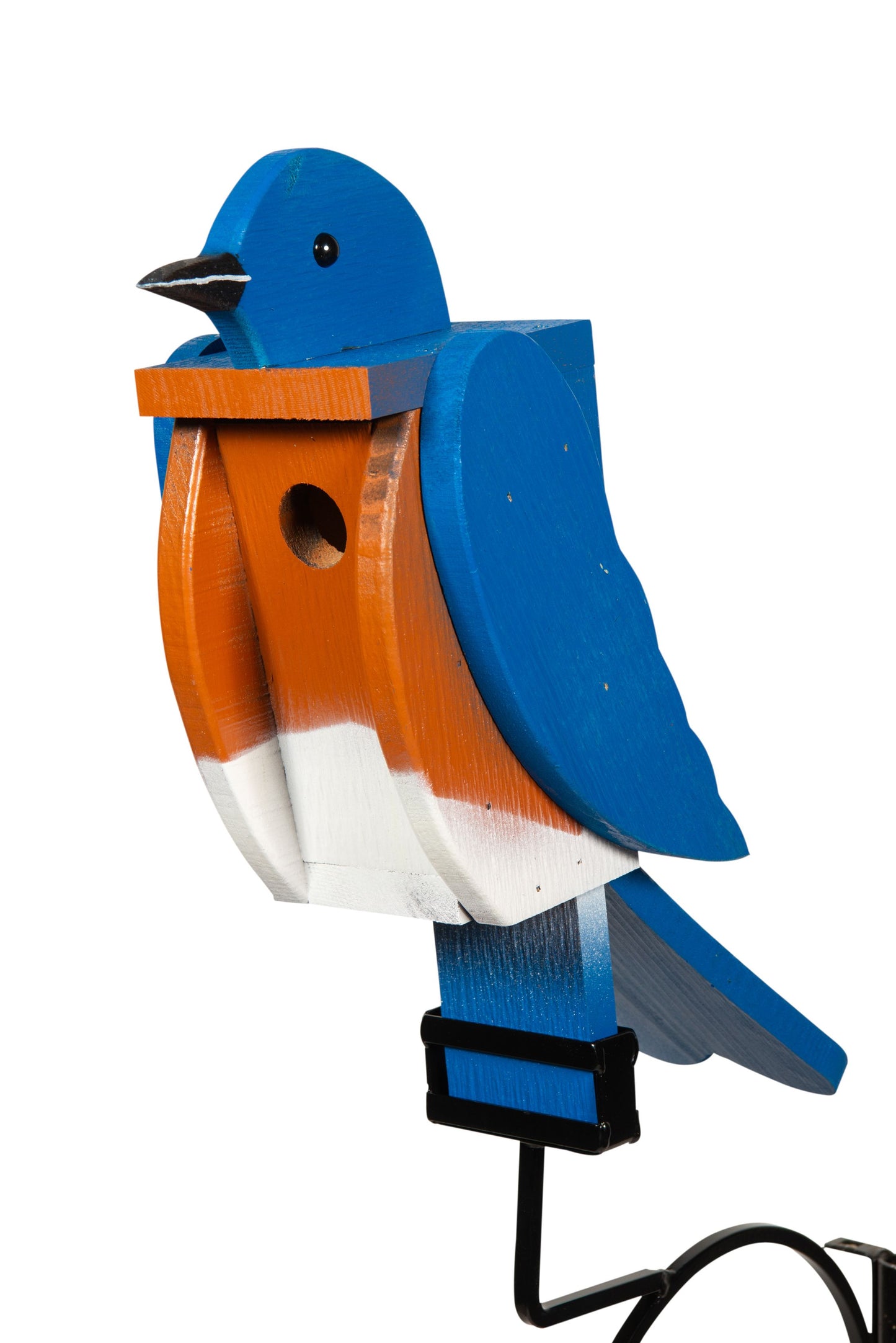 Blue bird birdfeeder, made by the Amish out of quality wood, painted with exterior paint. Made in the USA.