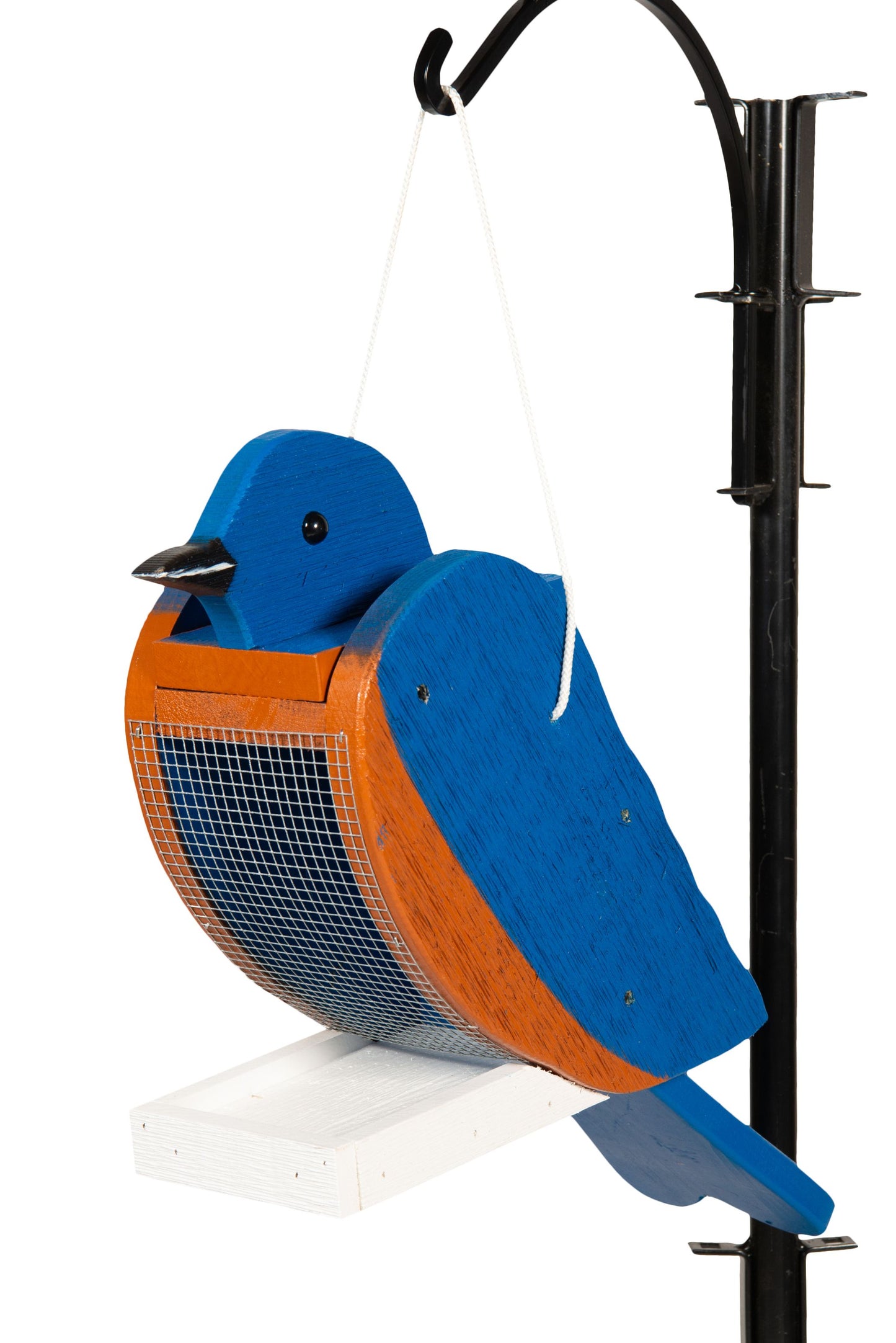 Amish made bluebird birdfeeder. Handmade out of wood and painted with exterior paint.