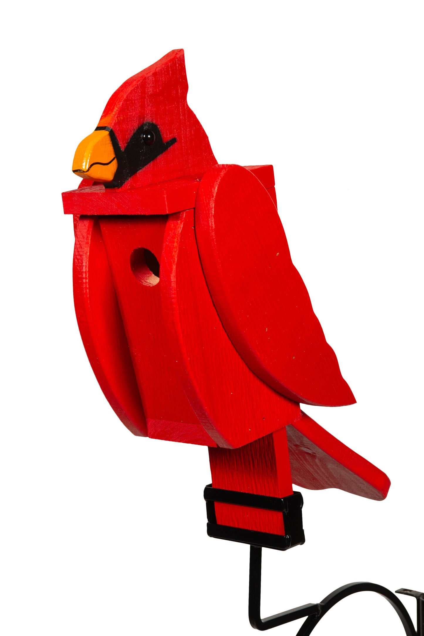 Cardinal birdfeeder, made by the Amish out of quality wood, painted with exterior paint. Made in the USA.
