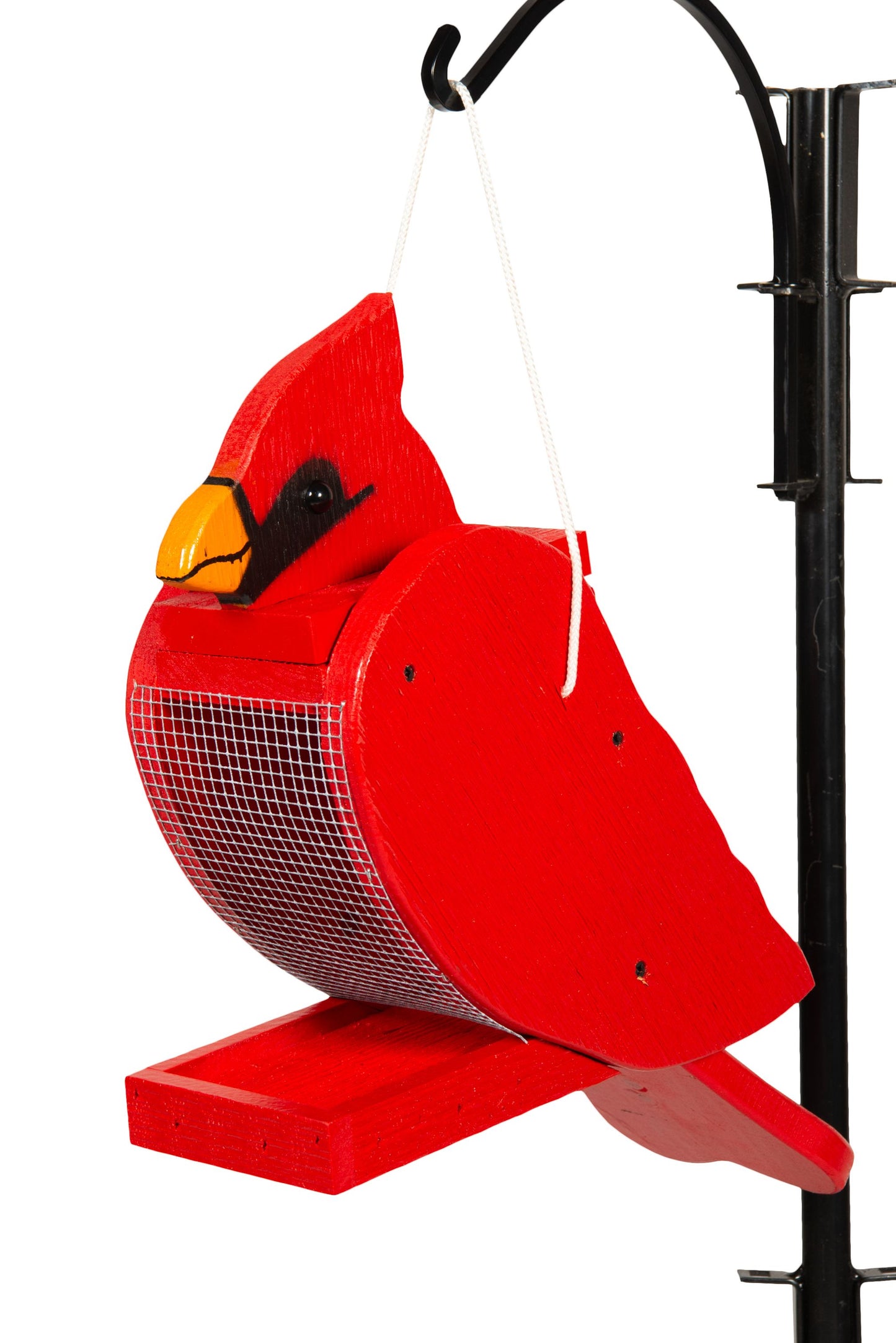Amish made cardinal birdfeeder. Handmade out of wood and painted with exterior paint.