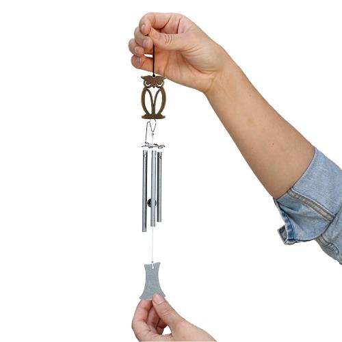 Jacob's Musical Chimes hand tuned wind chime owl held in hand for size.