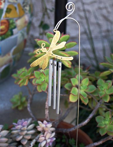 Jacob's Musical Chimes hand tuned chime. dragonfly planter chime.