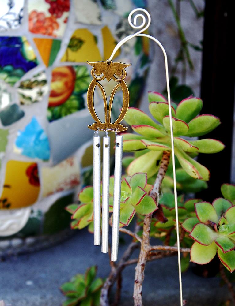 Jacob's Musical Chimes hand tuned chime. owl planter chime.