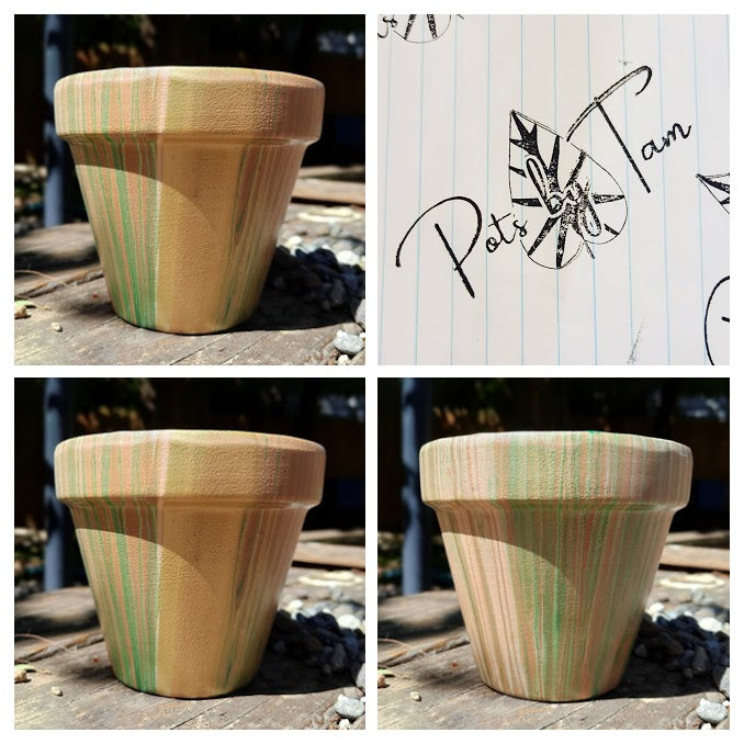 Hand Painted Terra Cotta Planter - Acrylic Pour Method - 4 1/2"