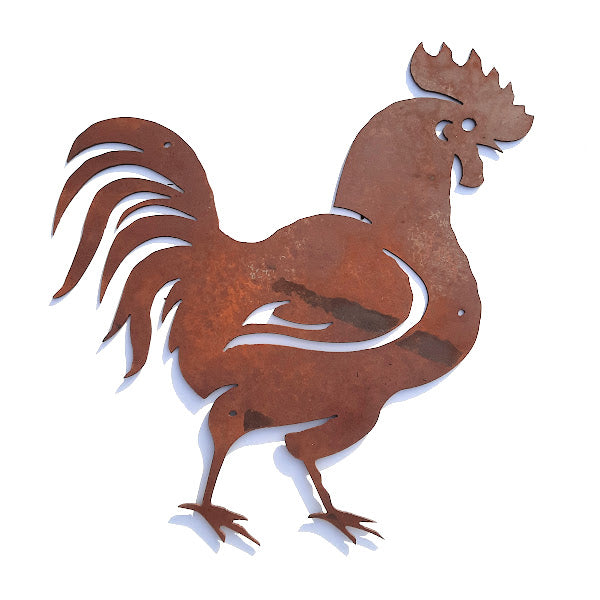 Rustic Metal Cut-Out Sign - Rooster