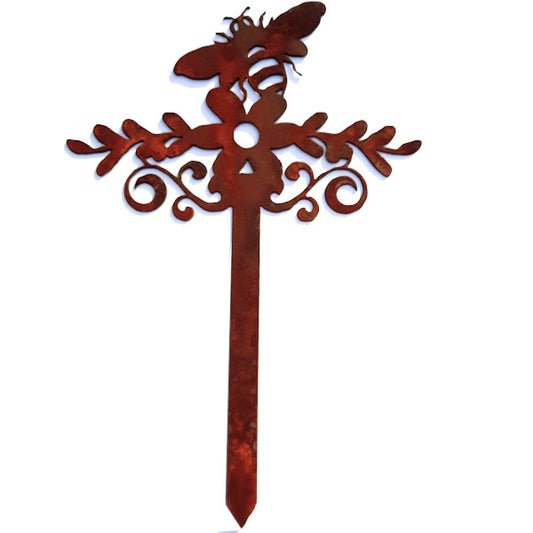 Rustic Metal Cut-Out - Bee - Garden Stake