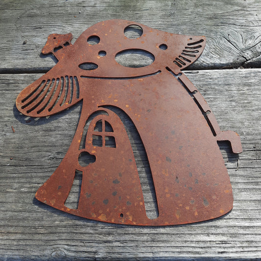 Rustic Metal Sign Fairy Garden Toadstool