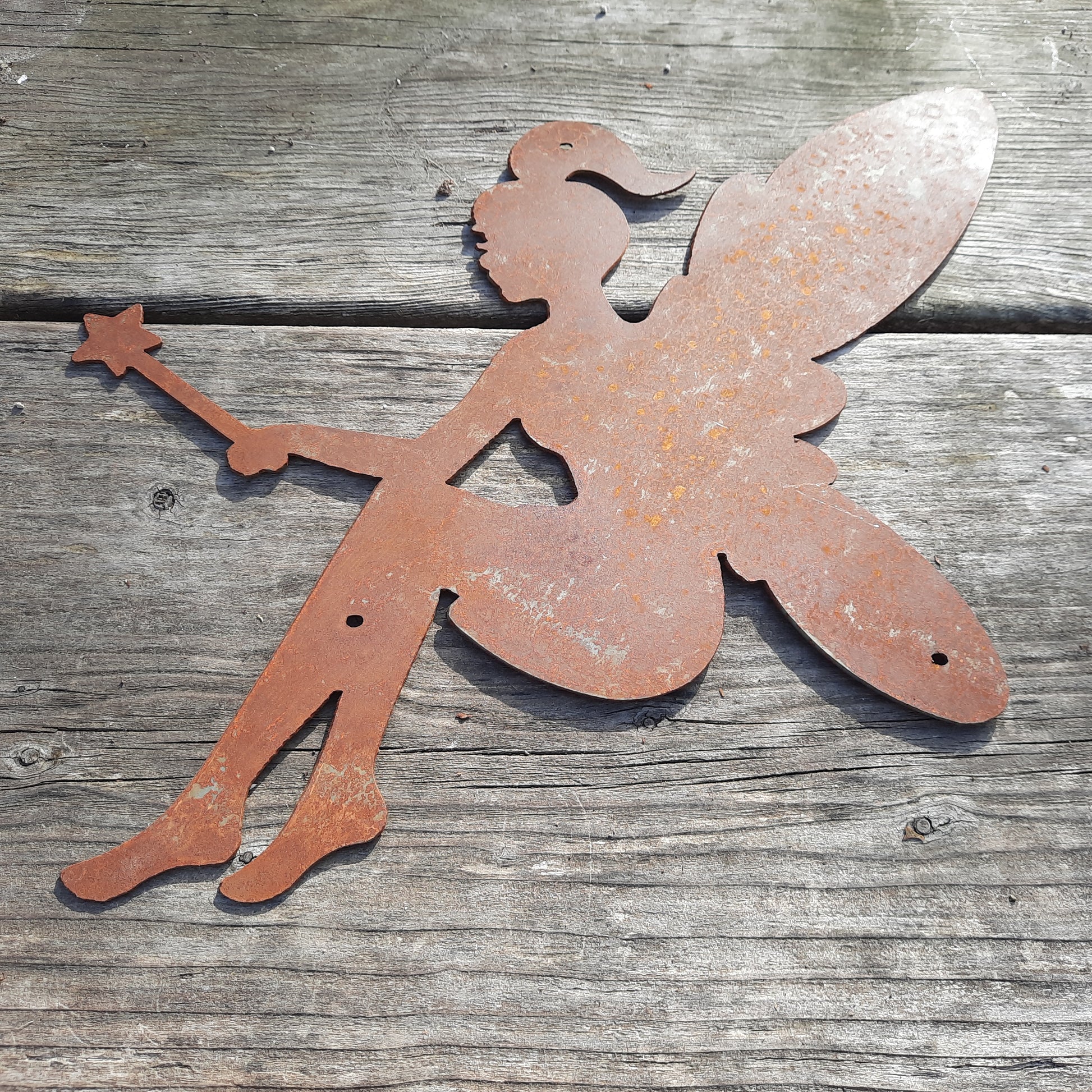 Rustic Metal Fairy Sign Sitting With a Wand