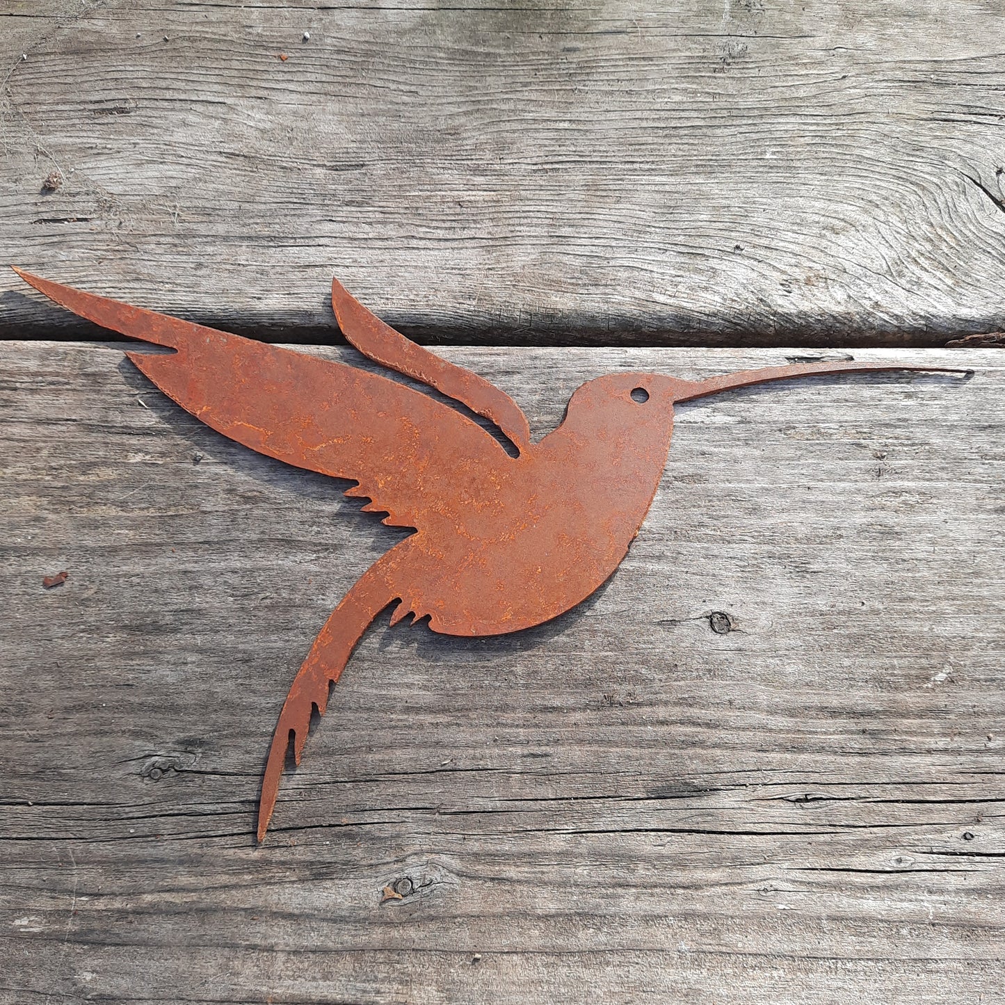 Rustic Metal Cut-Out  Sign - Hummingbird