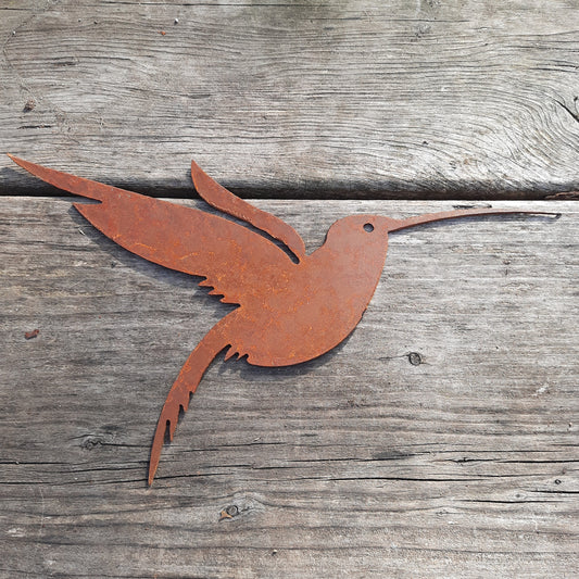 Rustic Metal Cut-Out  Sign - Hummingbird