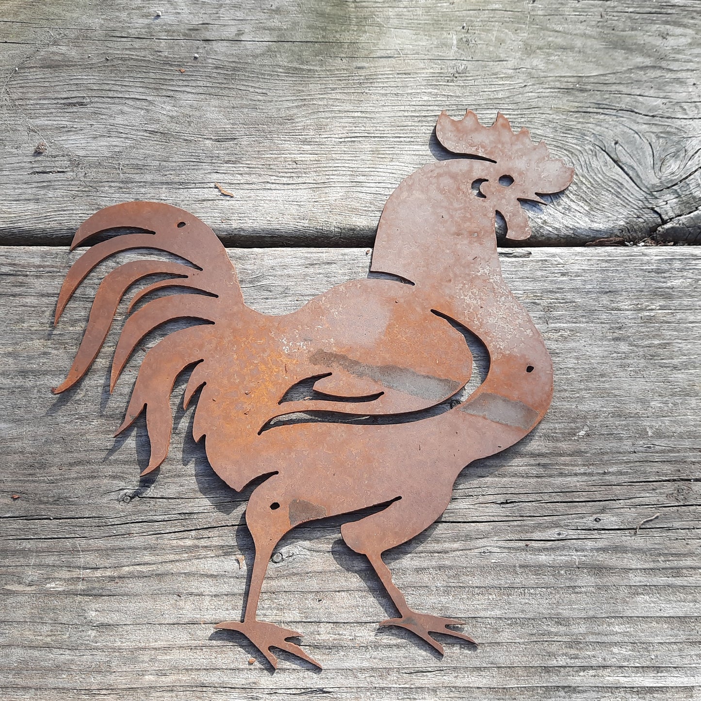 Rustic Metal Cut-Out Sign - Rooster