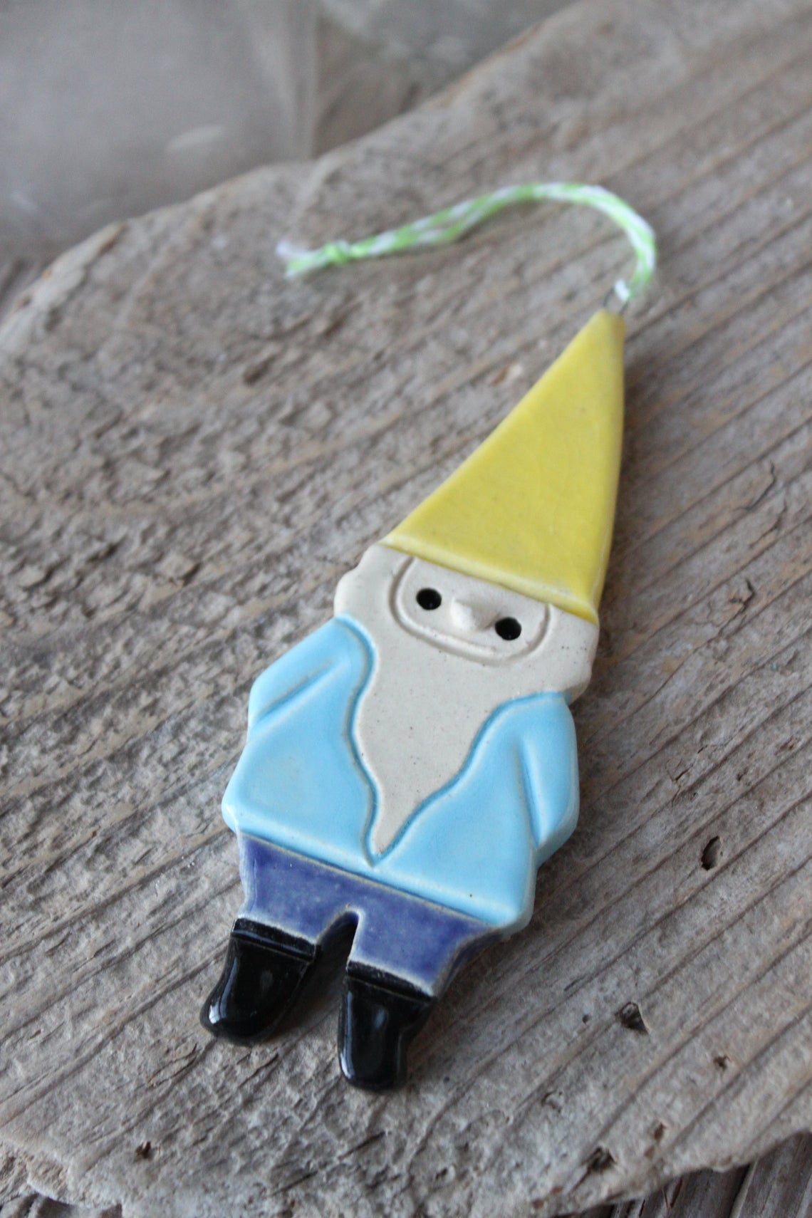 Pottery Gnome Garden Stake - Handmade - 6"