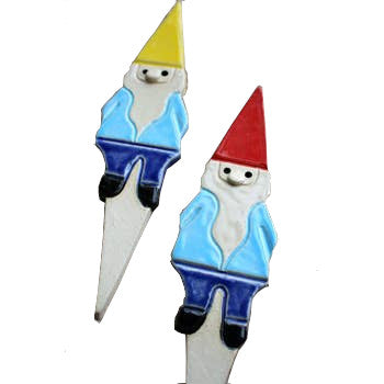 Pottery Gnome Garden Stake - Handmade - 6"