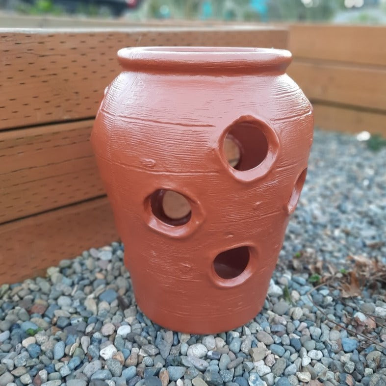 14 inch Aztec Strawberry planter jar, union made in the USA