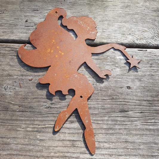 Rustic Metal Fairy Sign Sitting With a Wand