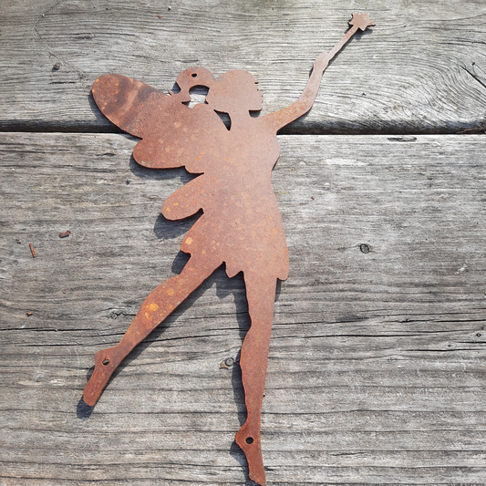 Rustic Metal Fairy Sign Waiving Wand